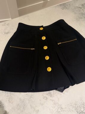 Cache Black Skirt with Gold Button Detailing